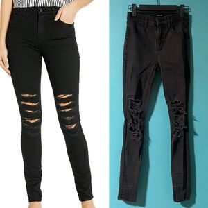 J Brand 24 Maria Black Distressed Skinny Jeans
